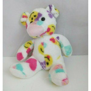 World Plush White Teddy Bear With Happy Face Design 9" Plush